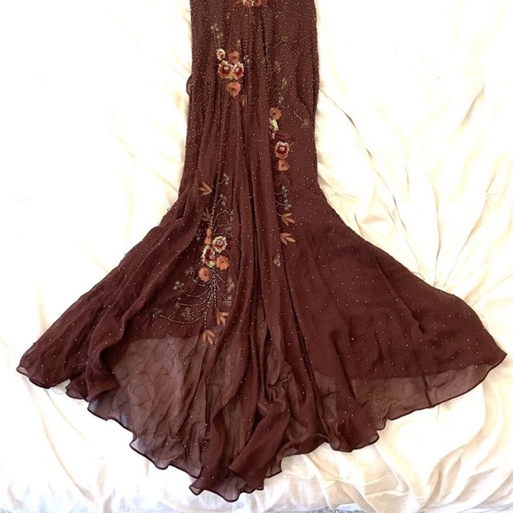 Vintage 90’s 100% Silk Dress Beaded Dress Backless Cowl Silk Slip Dress Floral - Picture 11 of 16